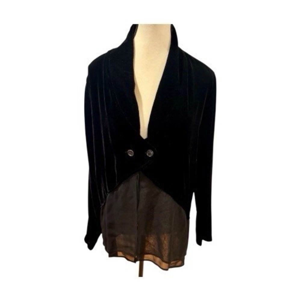 Johnny Was Collection Velvet‎ Silk Chiffon Drape Jacket Y2K Boho M